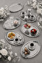 Duru 1 Piece Stainless Steel Oval Coffee Presentation Tray with Silver Handle, Decorative Serving Tray - 3