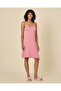 Women Mauve Ribbed Knit Lace Chemise
