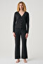 Pointel Fabric V-Neck Pajama Set with Placket Detail