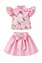 Girl's Floral Patterned Satin Special Occasion Double Set 7155 - 5