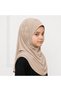Linda Premium Rayon Hijab for kids Peach Embellished Islamic Headscarf with Pearl & Rhinestone Floral Details, Size S - 2