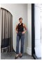 Suede Belted Leg-Cut Orj Jeans - 4