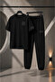 089 Print Detailed Oversize Cotton T-Shirt Tracksuit Set - 3