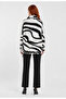 Women's Black and White Patterned High-Neck Relaxed Sweater - 2
