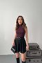 Women's Black Pleated Mini Skirt High Waist Plain Woven Casual Stylish A-Line - 3