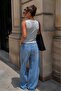 Women's Sleeveless Ribbed Buttoned Crew Neck Short Cut Blouse - 2