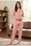 Women's Dot Patterned Front Buttoned Shirt Collared 100% Cotton Milan Pajama Set