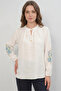 Women's Lace-Up Oversize Embroidered Floral Patterned White Blouse - 5