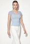 Women's Lace V-Neck Bodycon Baby Blue Blouse - 3