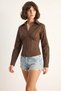 Women's Corset Detailed Back Tie Zippered Bitter Brown Shirt - 3