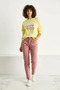 Women's Crew Neck Heart Embroidered Three-Thread Lemon Yellow Sweatshirt - 3
