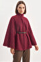 Women's Belted Cashmere Araboy Poncho Claret Red - 4