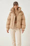 Women's Hooded Inflatable Beige Coat - 3