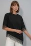 Women's Round Neck Lace Detailed Oversize Black Blouse - 5