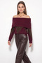 Women's Madonna Collar Diamond Patterned Knitwear Burgundy Brown Sweater - 3