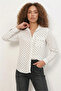 Women's Single Pocket Polka Dot Oversize Shirt - White - 5