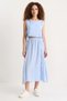 Women's Elastic Waist Skirt with Side Tie Detail, Crop Muslin Baby Blue Top and Bottom Set