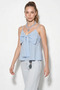 Women's V-Neck Bow Detailed Thin Strap Backless Baby Blue Blouse - 3