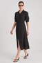Women's Belted Summer Black Shirt Dress - 3