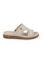 Women's genuine leather everyday slippers with side window detail, anatomical flat sole - 26y-1910 - 2
