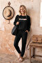 Unisex Design Printed Crew Neck Sweatshirt - 2-Piece Tracksuit Set