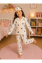 Girls and Boys Character Patterned Cotton Buttoned Pajama Set - 4
