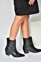 Z654037703 Black Genuine Leather Low Heeled Western Women's Boots - 2