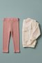 Girls' Ruffle Collar Sweatshirt and Ribbed Leggings Top and Bottom Set - 3