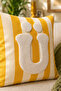 Punch Embroidered Throw Pillow Cover - 43*43 cm - Yellow Letter U - Pnk001 - 2