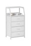 Deal Forthcan White Nightstand with 4 Fabric Drawers & 2-Tier Shelf, Small Bedside Table Storage Organizer with Steel Frame & Wood Top, End Table for Bedroom, Nursery, Closet & Hallway