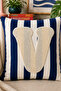 Punch Embroidered Throw Pillow Cover - 43*43 cm - Navy Blue Letter V - Pnk001 - 2