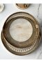 Antique Wood Look Glass Tray Set of 2 with Marble Pattern - 3
