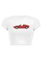 Women's Red Car Printed Cotton Lycra Crop White - 2