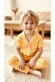 Dlş 6142 Boy's 100% Cotton Yellow Star Combed Cotton Buttoned Pajama Set