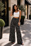 Viscose Basic High Waist Wide Leg Lace-Up Women's Trousers Dasanli - 3