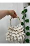 Handmade Design Mango Sequin Pearl Color Evening Dress Bag Women's Handbag – Metallic Sequined Mini Handbag with Gold Ring Handle - 6