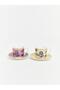 Mixed Floral Printed Porcelain Coffee Cup Set for 2 People (W6) - 2