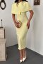 Yellow Dress with Cape Detail - 3