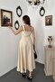 Beige Bow Detailed Embellished Dress - 5