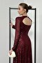 Burgundy Backless Pulpayet Dress - 5
