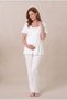 Women's Ecru Flounce Sleeve Scallop Lace Maternity Nightgown Set with Robe - 2