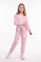 Girl's Crew Neck Short Cut Printed Double Pocket Tracksuit Set