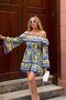 Blue Lemon Patterned Dress - 8616