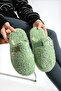 Women's Green Buckle Detailed Winter Comfortable Women's Slippers