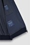 Men's Stand Collar Zipper Closure Jacket with Pocket Detail in Navy Blue - 7