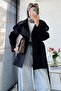 Premium Belted Trench Coat with Windbreaker Detail on the Back - Black - 5