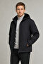 Men's Black Removable Hooded Water and Wind Resistant Zippered Raincoat&Windbreaker