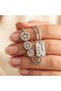 Unisex Silver Color Steel Bracelet - Adjustable Luck Bracelet with "Good Luck" Engraved Plate and Smiley Face Detail, Asymmetrical Paperclip and Gourmet Chain Combination - 2