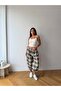 Women's Multi-Lace Plaid Patterned Premium Shalwar Trousers Frv0221-1 - 3