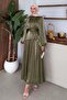 Elfida Satin Set Evening Dress Khaki